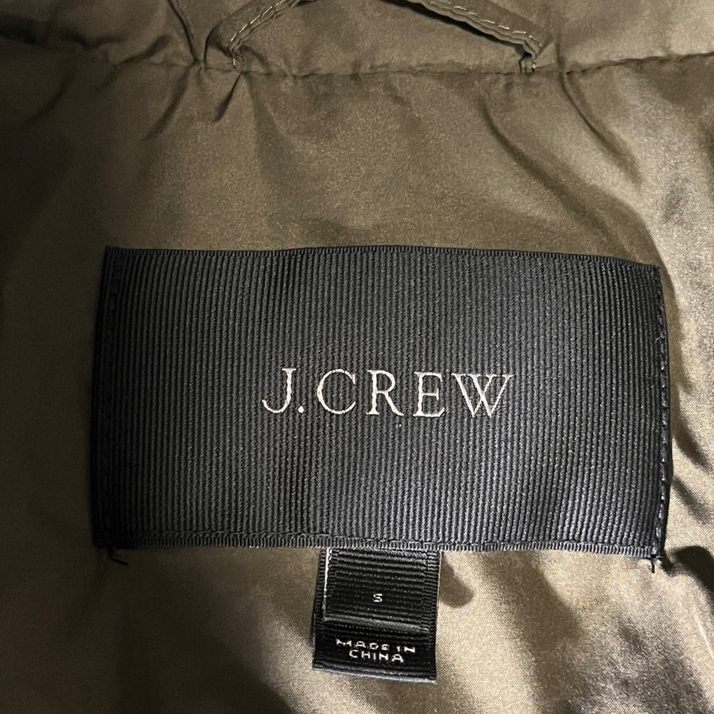 J.Crew Olive Green down-filled quilted puffer jacket Small - Picture 9 of 13